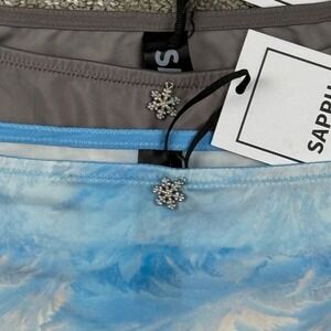 Sapph Panties Women Medium Blue Grey 2pk Ice Flower Print Snowflake Charm Short